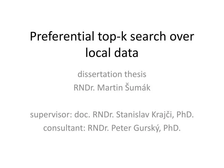 preferential top k search over local data