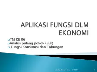 aplikasi fungsi dlm ekonomi