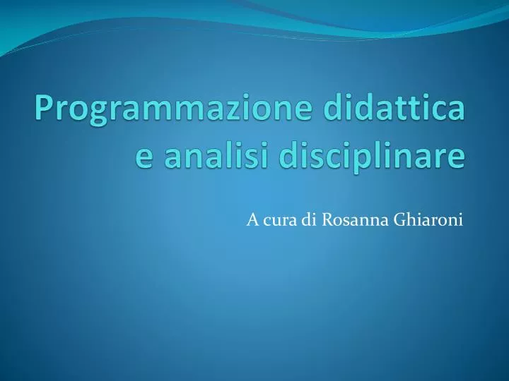 programmazione didattica e analisi disciplinare