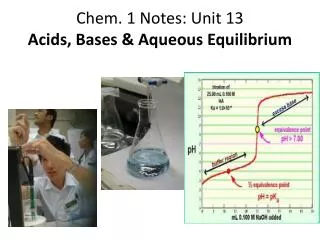 Chem. 1 Notes: Unit 13 Acids, Bases &amp; Aqueous Equilibrium