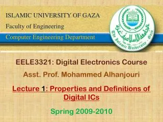 ISLAMIC UNIVERSITY OF GAZA Faculty of Engineering Computer Engineering Department