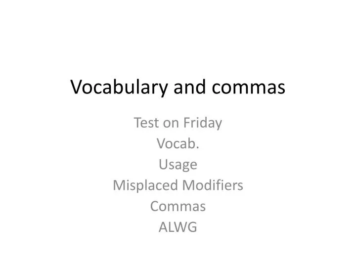 vocabulary and commas
