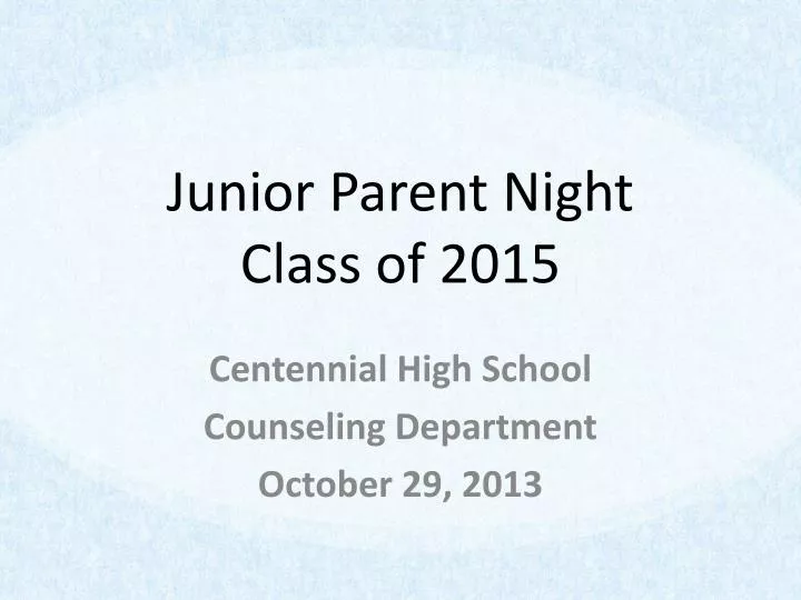 junior parent night class of 2015