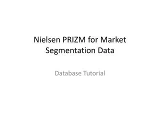 Nielsen PRIZM for Market Segmentation Data