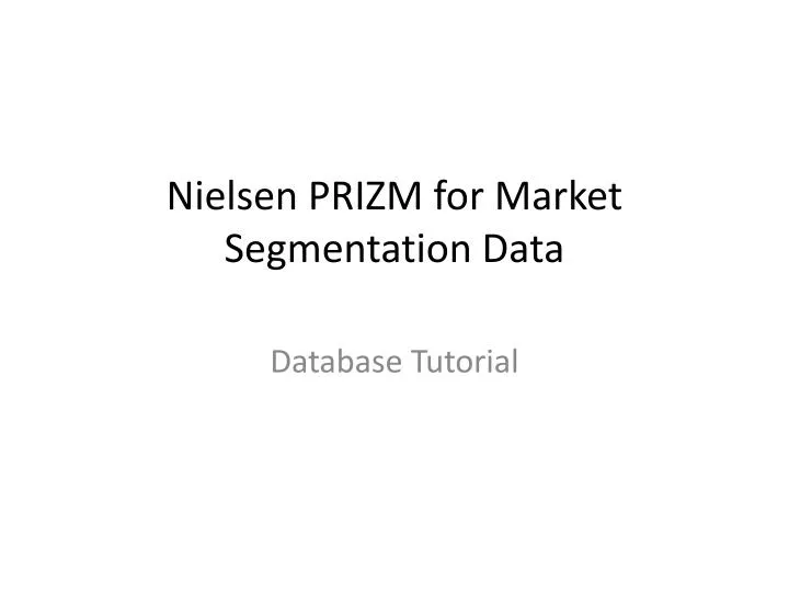 nielsen prizm for market segmentation data