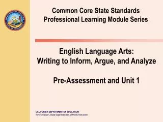 Common Core State Standards Professional Learning Module Series