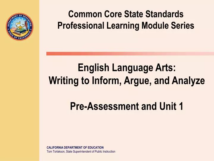 common core state standards professional learning module series