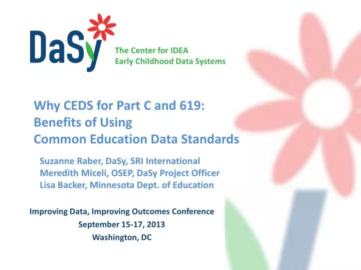 why ceds for part c and 619 benefits of using common education data standards