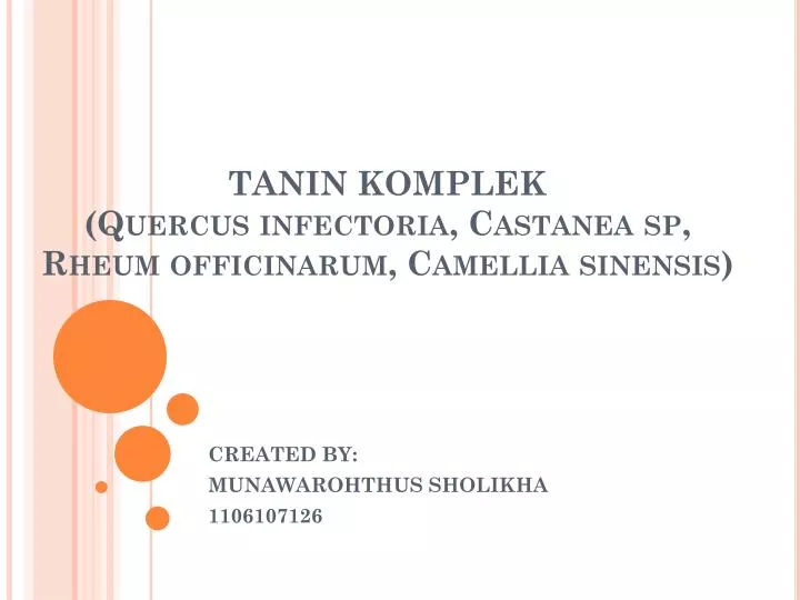 tanin komplek quercus infectoria castanea sp rheum officinarum camellia sinensis