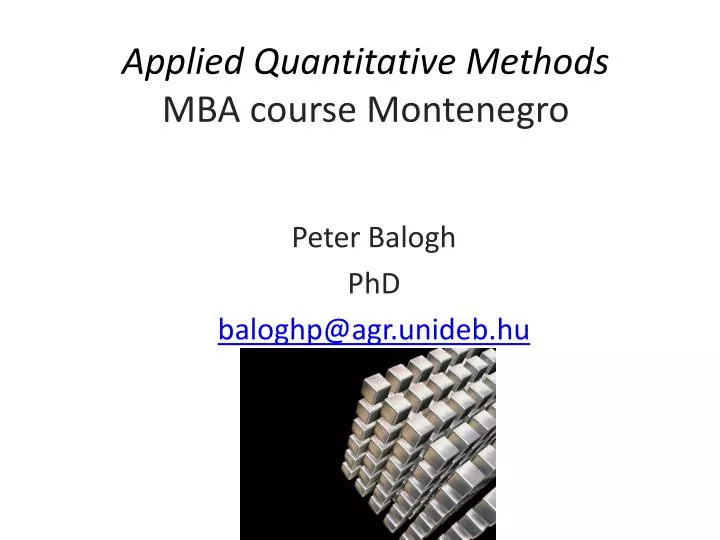 applied quantitative methods mba course montenegro