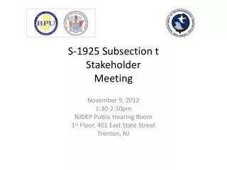 S-1925 Subsection t Stakeholder Meeting