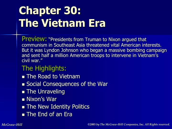 chapter 30 the vietnam era