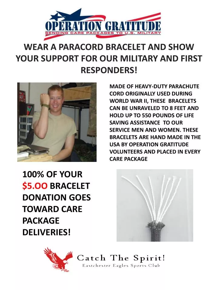 100 of your 5 oo bracelet donation goes toward care package deliveries