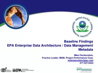 Baseline Findings EPA Enterprise Data Architecture / Data Management Metadata