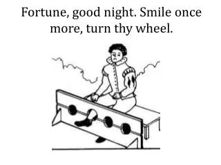 Fortune, good night. Smile once more, turn thy wheel.