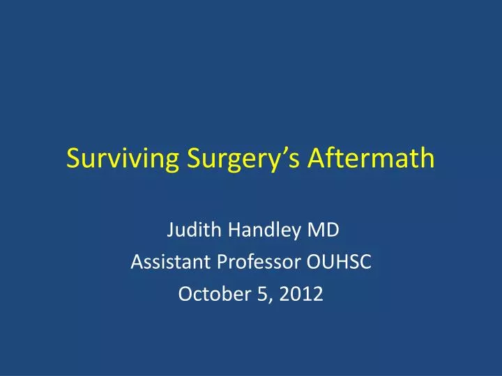 surviving surgery s aftermath