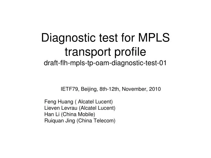 diagnostic test for mpls transport profile draft flh mpls tp oam diagnostic test 01