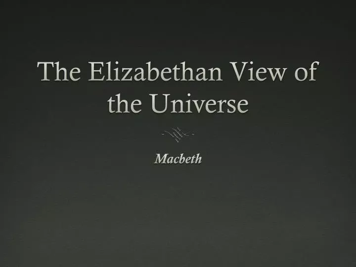 the elizabethan view of the universe