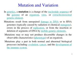 Mutation and Variation