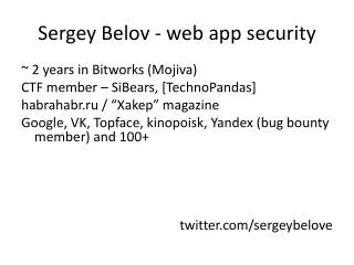 sergey belov web app security