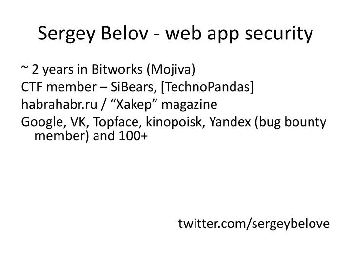 sergey belov web app security