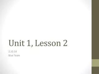Unit 1, Lesson 2