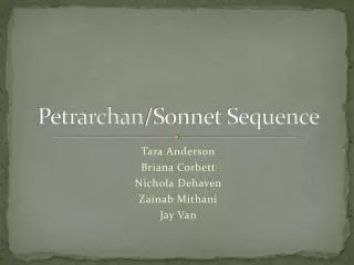 Petrarchan /Sonnet Sequence