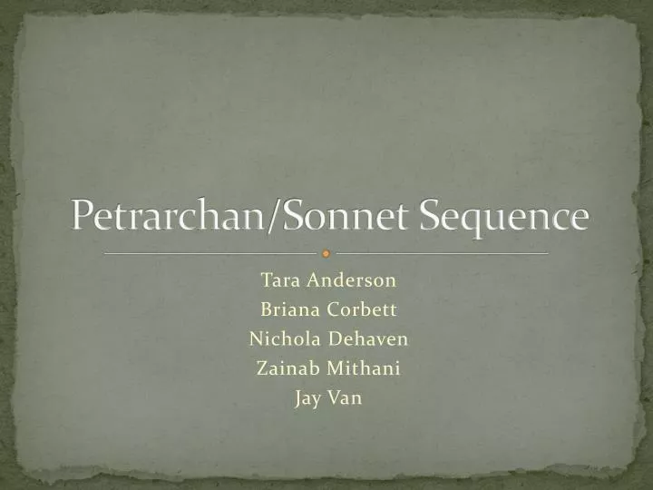 petrarchan sonnet sequence