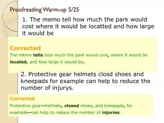 proofreading warm up 5 25