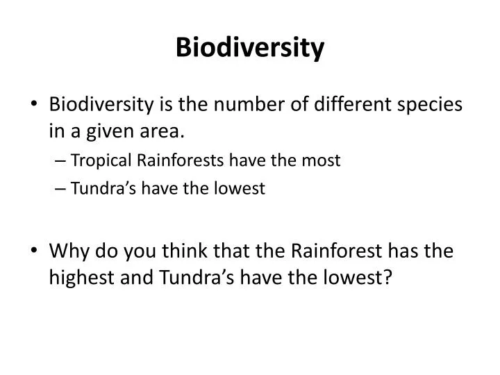 Biodiversity Introduction Graphic Organizer. Diversity of Species Level of  variety varies in different ecosystems Not all species on Earth have been  identified. - ppt download