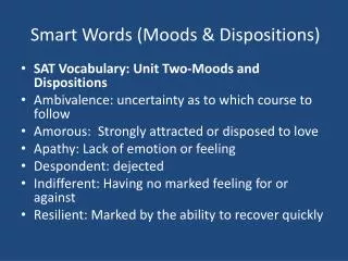 Smart Words (Moods &amp; Dispositions)