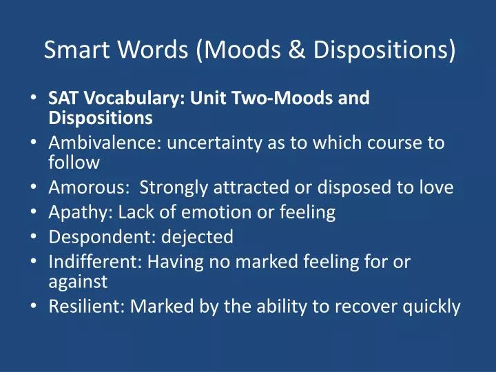 smart words moods dispositions