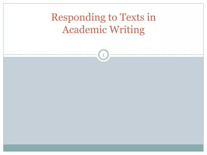 responding to texts in academic writing