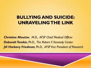 Bullying and Suicide: Unraveling the Link