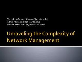 Unraveling the Complexity of Network Management