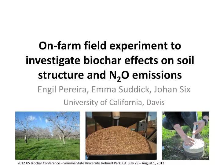 on farm field experiment to investigate biochar effects on soil structure and n 2 o emissions