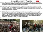 Unrest Begins in Tunisia