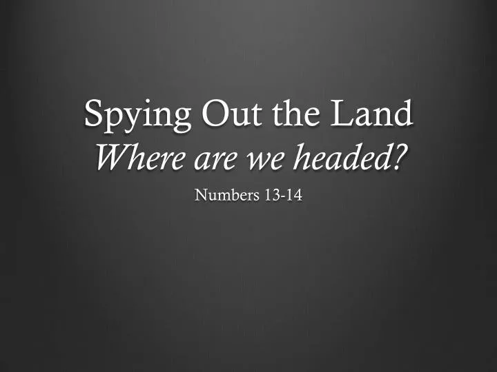 spying out the land where are we headed