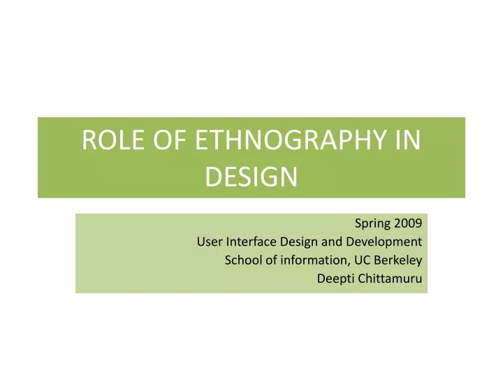 role of ethnography in design