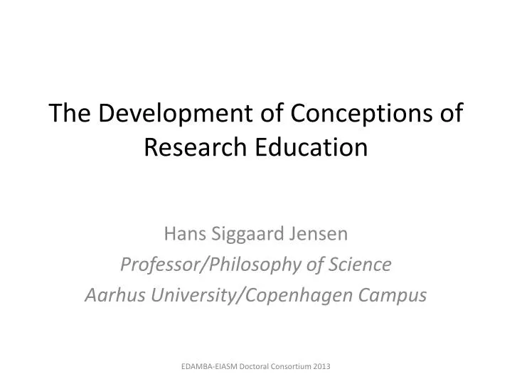 the development of conceptions of research education