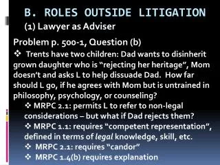 b. ROLES OUTSIDE LITIGATION