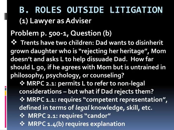 1 lawyer as adviser