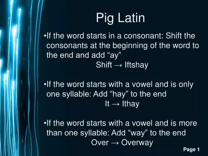pig latin