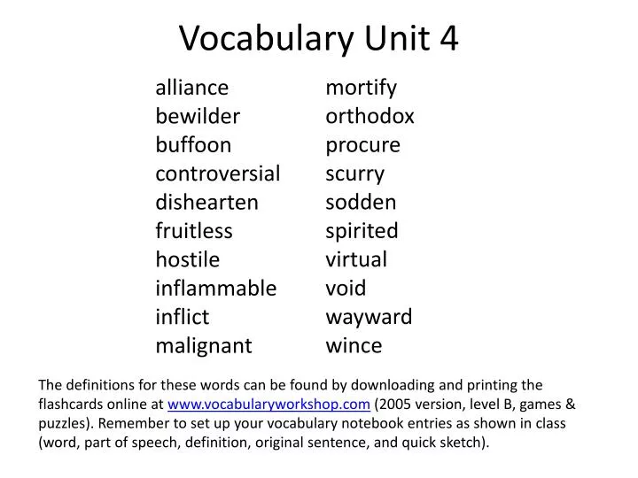 English II Vocabulary Unit ppt download