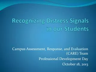 Recognizing Distress Signals in our Students