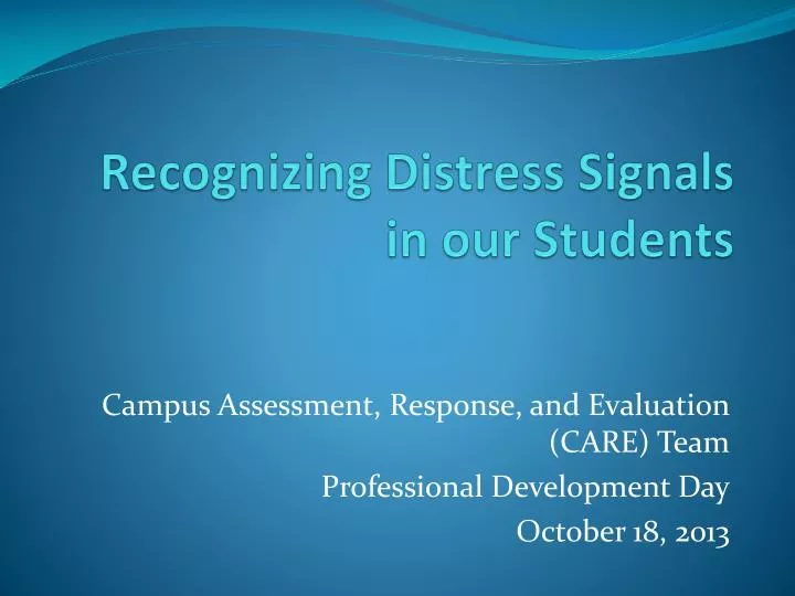 recognizing distress signals in our students