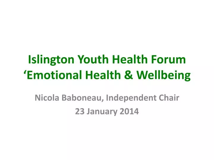 islington youth health forum emotional health wellbeing