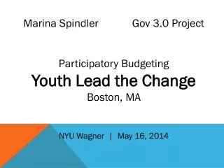 Marina Spindler Gov 3.0 Project Participatory Budgeting Youth Lead the Change