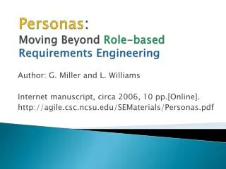 Personas : Moving Beyond Role-based Requirements Engineering