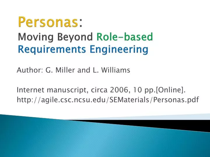 personas moving beyond role based requirements engineering